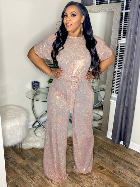 Shimmer Nights Jumpsuit (Nude)