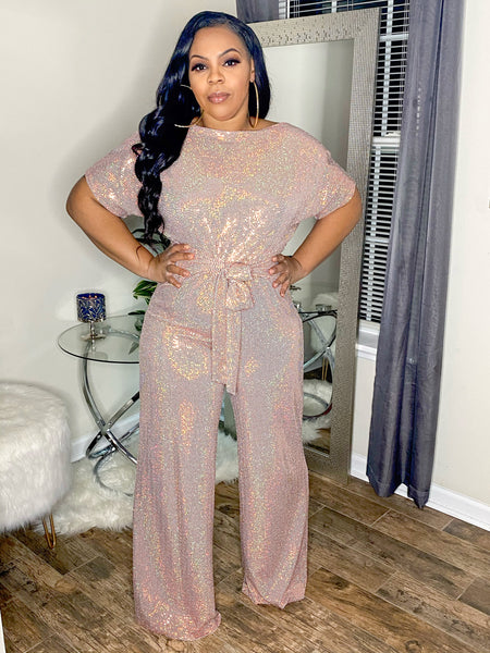 Shimmer Nights Jumpsuit (Nude)